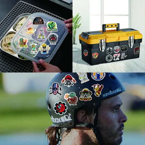 Decorative stickers used on everyday gear and storage items