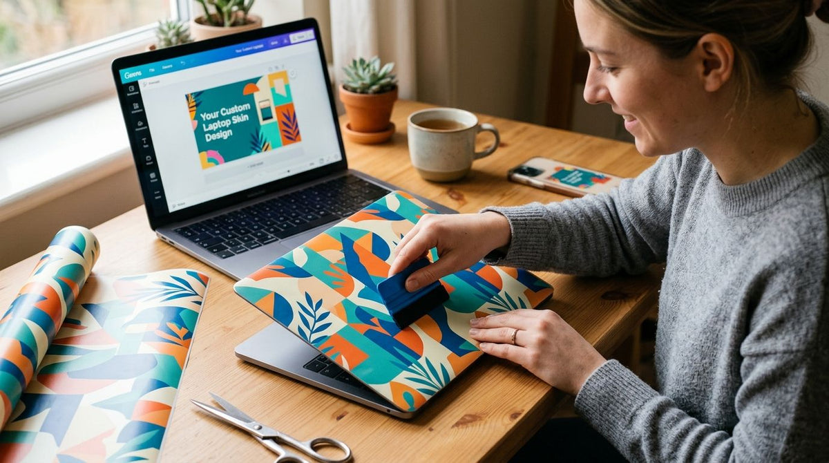 How to use a Canva design for a custom laptop skin