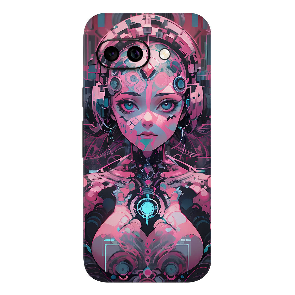 Pixel 9a AI Art Series Robotic Girl Pink Skin