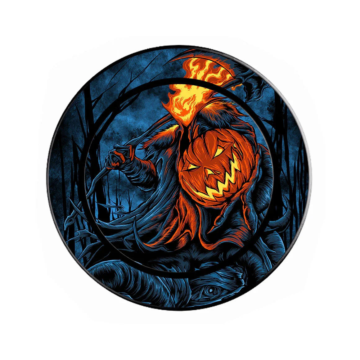 Magnetic Phone Grip with Stand Artist Series Flaming Pumpkin 
