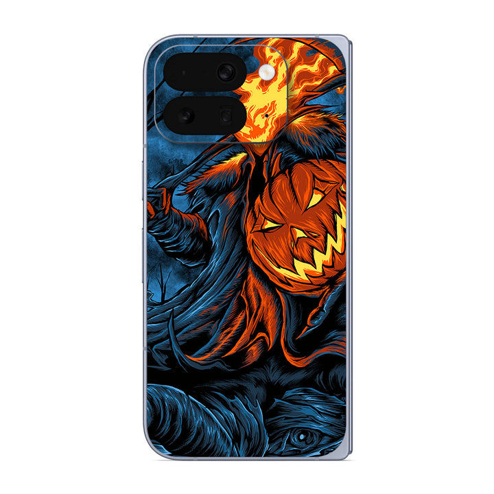 Pixel 10 Pro Fold Artist Series Flaming Pumpkin Skin