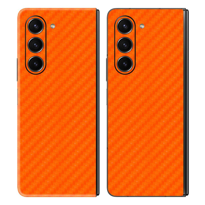 Galaxy Z Fold 5 Carbon Series Orange Skin