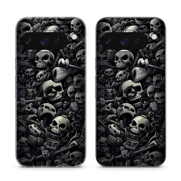 Pixel 10 Pro Designer Series Black Skulls Skin