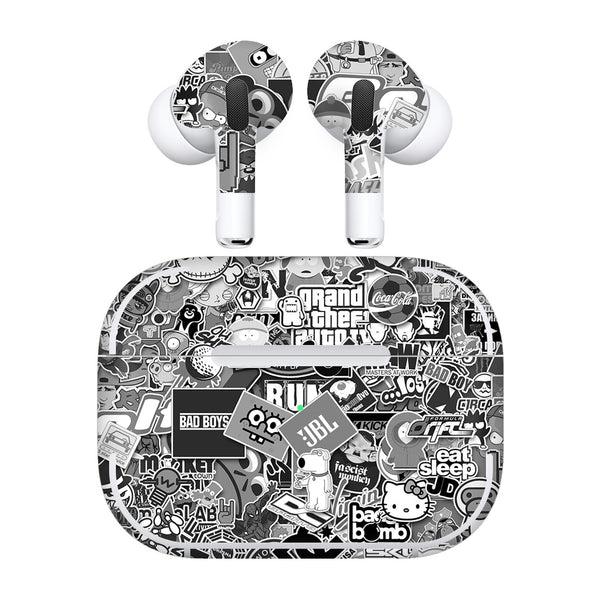 AirPods Pro 3 Designer Series Monochrome StickerBomb Skin
