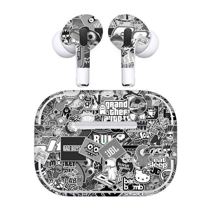 AirPods Pro 3 Designer Series Monochrome StickerBomb Skin