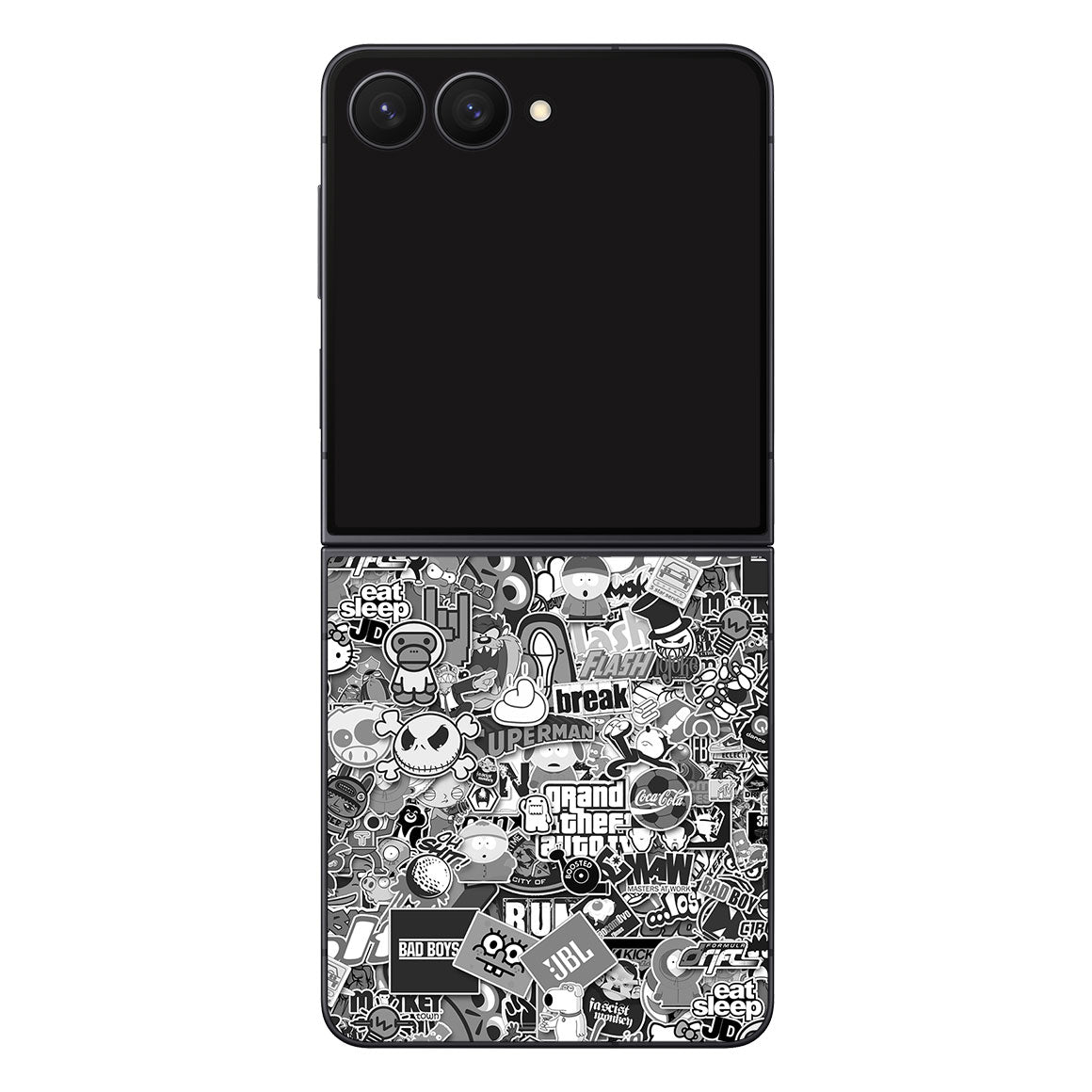 Galaxy Z Flip8 Designer Series Monochrome StickerBomb Skin