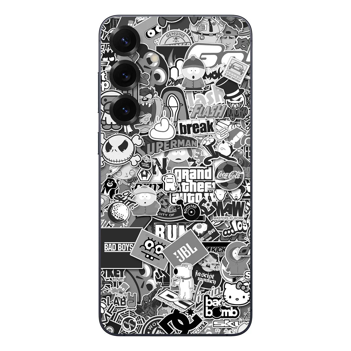 Galaxy S25 Plus Designer Series Monochrome StickerBomb Skin