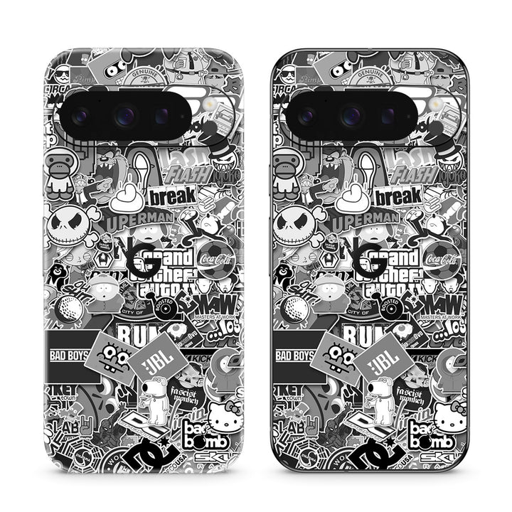 Pixel 10 Pro Designer Series Monochrome StickerBomb Skin