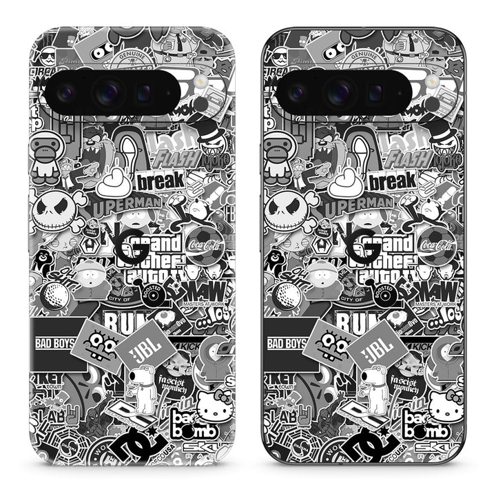Pixel 10 Pro XL Designer Series Monochrome StickerBomb Skin