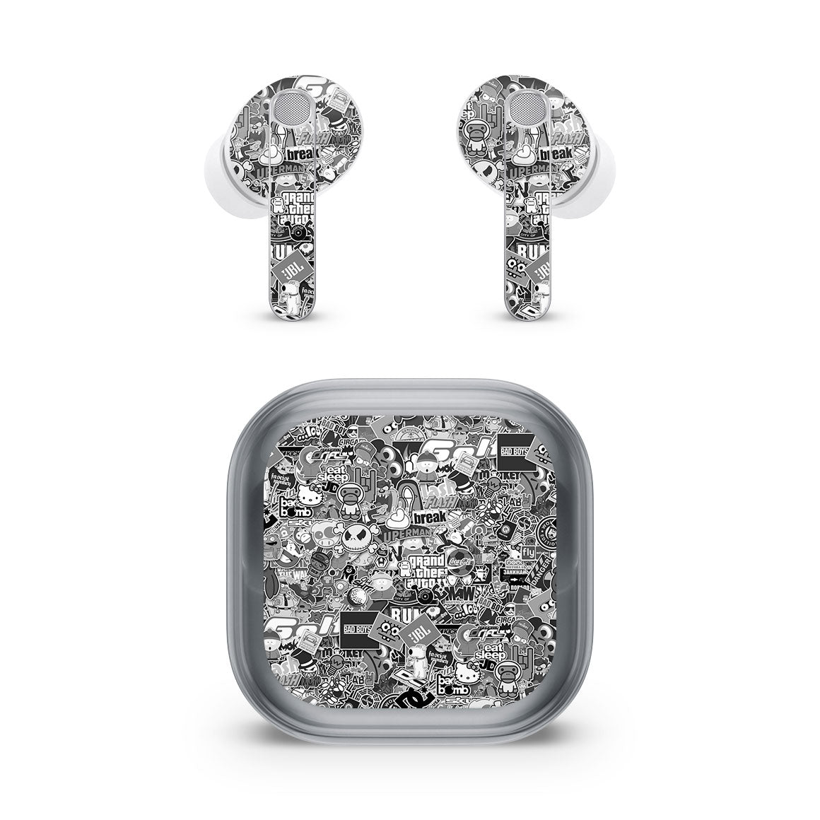 Galaxy Buds4 Pro Designer Series Monochrome StickerBomb Skin