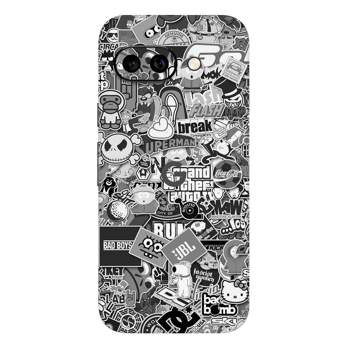 Pixel 9a Designer Series Monochrome StickerBomb Skin