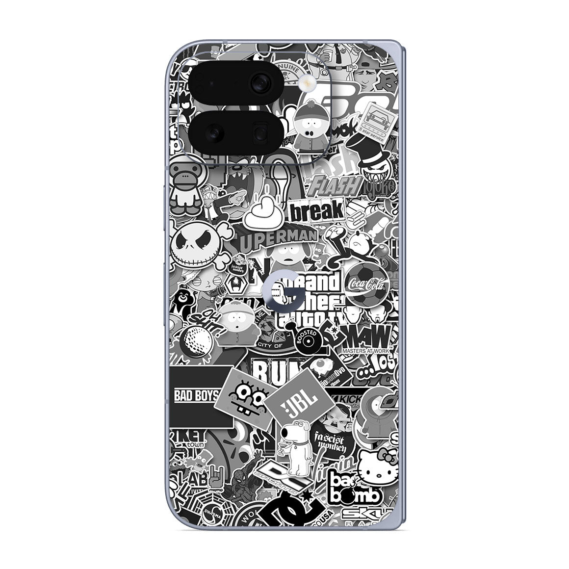 Pixel 10 Pro Fold Designer Series Monochrome StickerBomb Skin