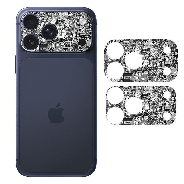 iPhone 17 Pro Max Camera Bar (Plateau) Designer Series Monochrome StickerBomb
