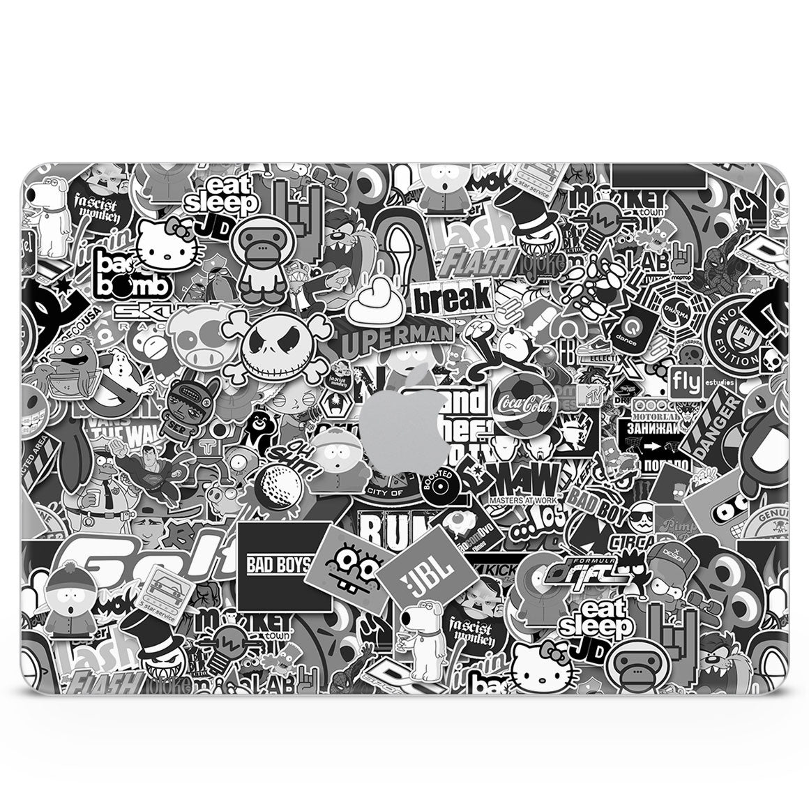 MacBook Neo Designer Series Monochrome StickerBomb Skin