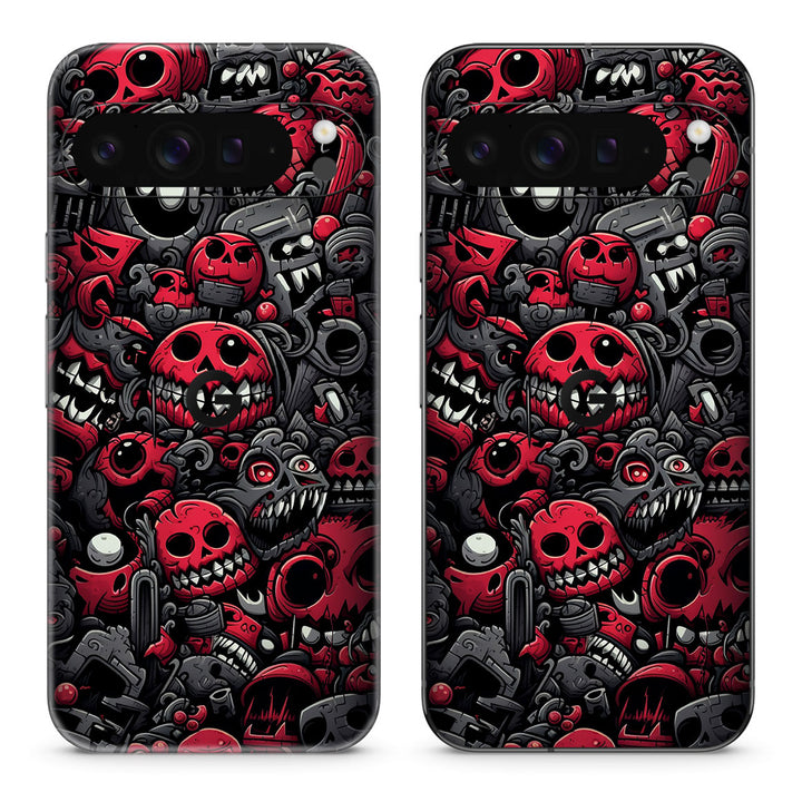 Pixel 10 Pro XL Designer Series Red Skulls Skin