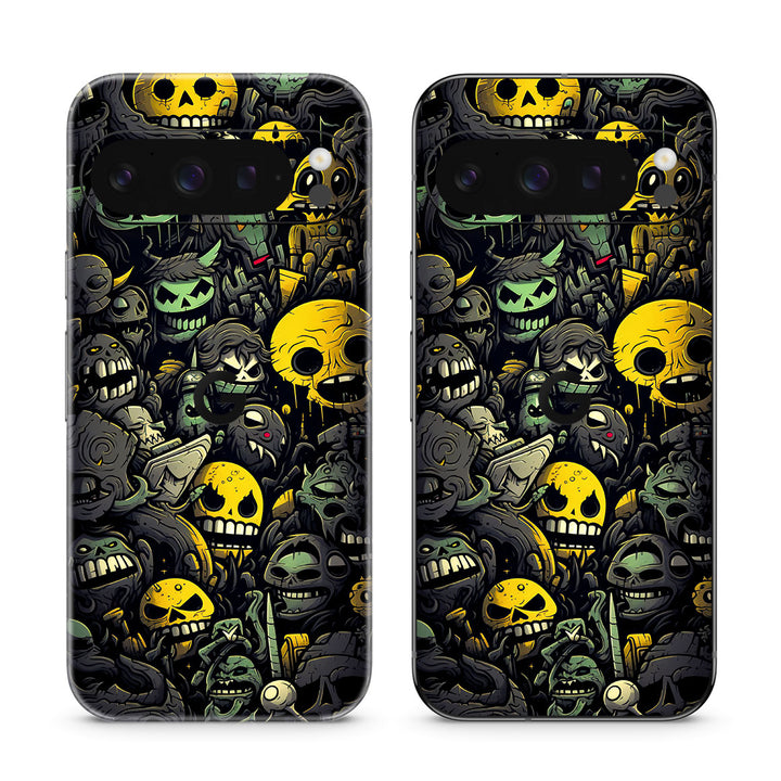 Pixel 10 Pro Designer Series Yellow Skulls Skin