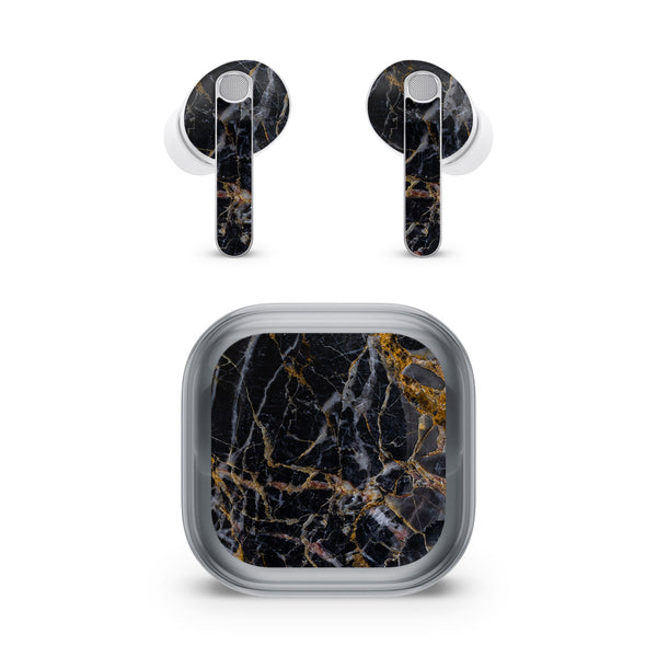 Galaxy Buds4 Pro Marble Series Black Gold Skin