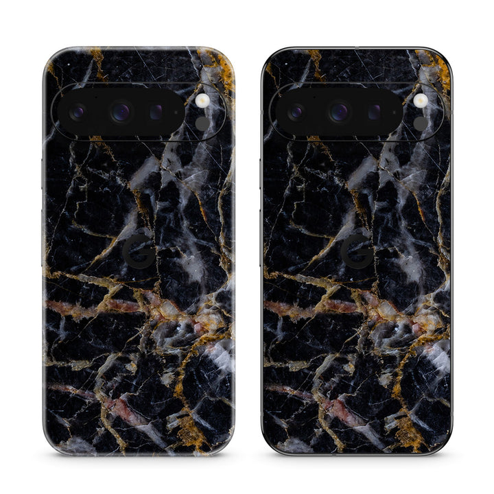 Pixel 10 Pro Marble Series Black Gold Skin