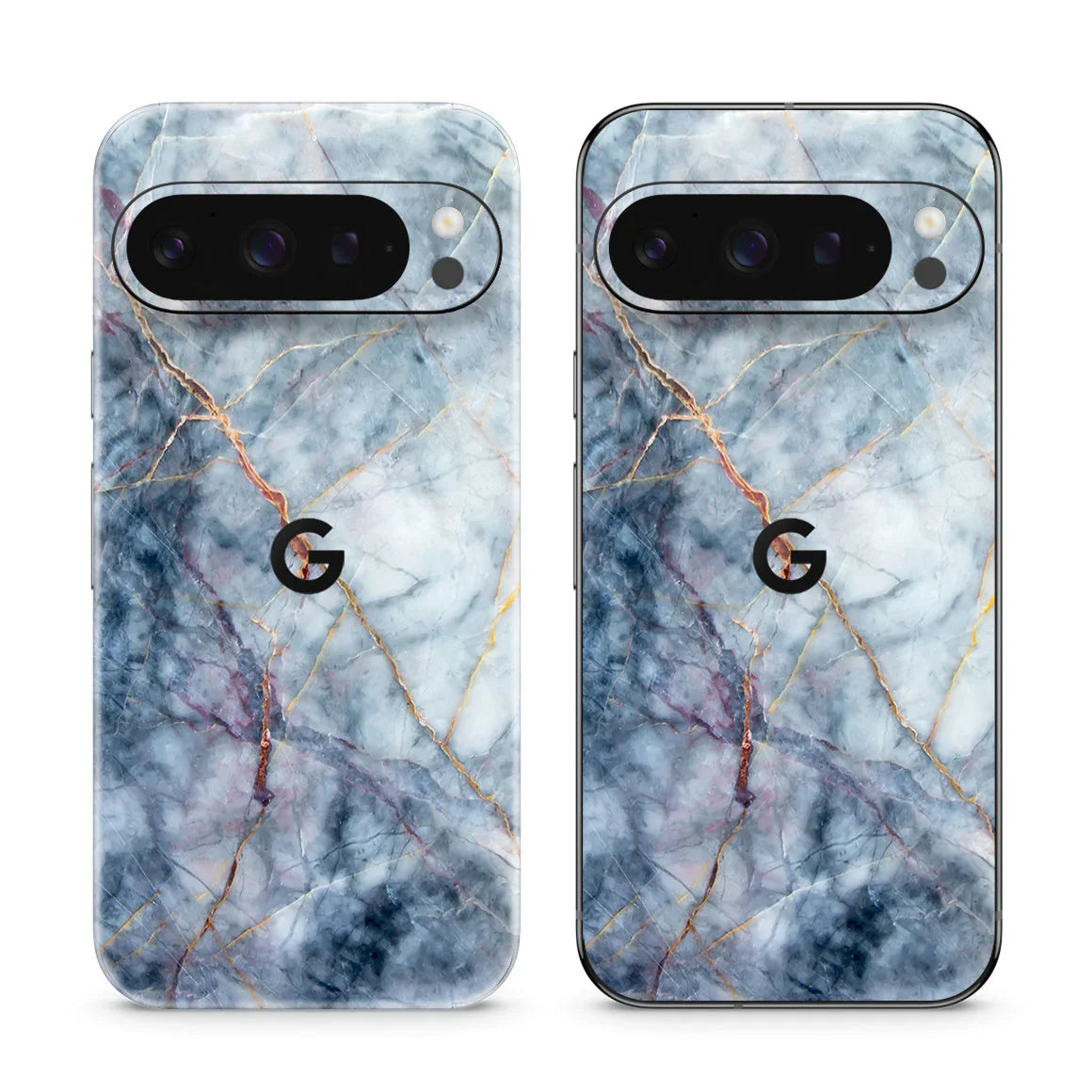 Pixel 9 Pro Marble Series Blue Gold Skin