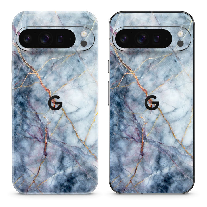 Pixel 10 Pro XL Marble Series Blue Gold Skin