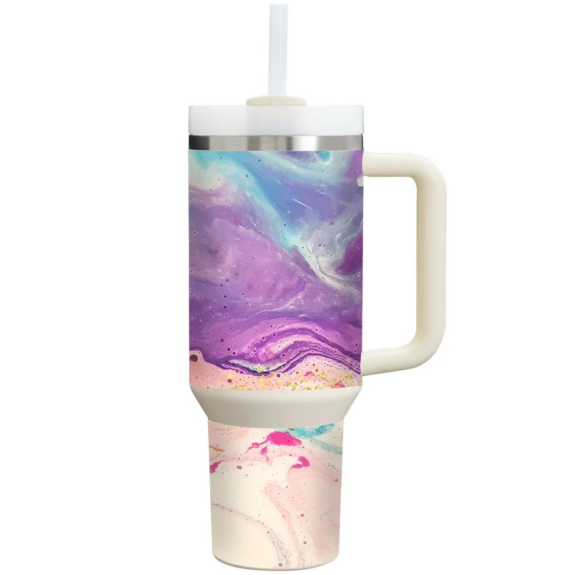 Stanley Personalized Tumbler Oil Paint Series Purple Swirl Skin