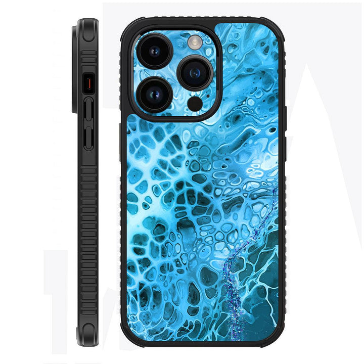 iPhone 14 Pro Case Oil Paint Series Teal Waves