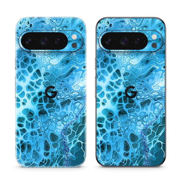 Pixel 10 Pro Oil Paint Series Teal Waves Skin