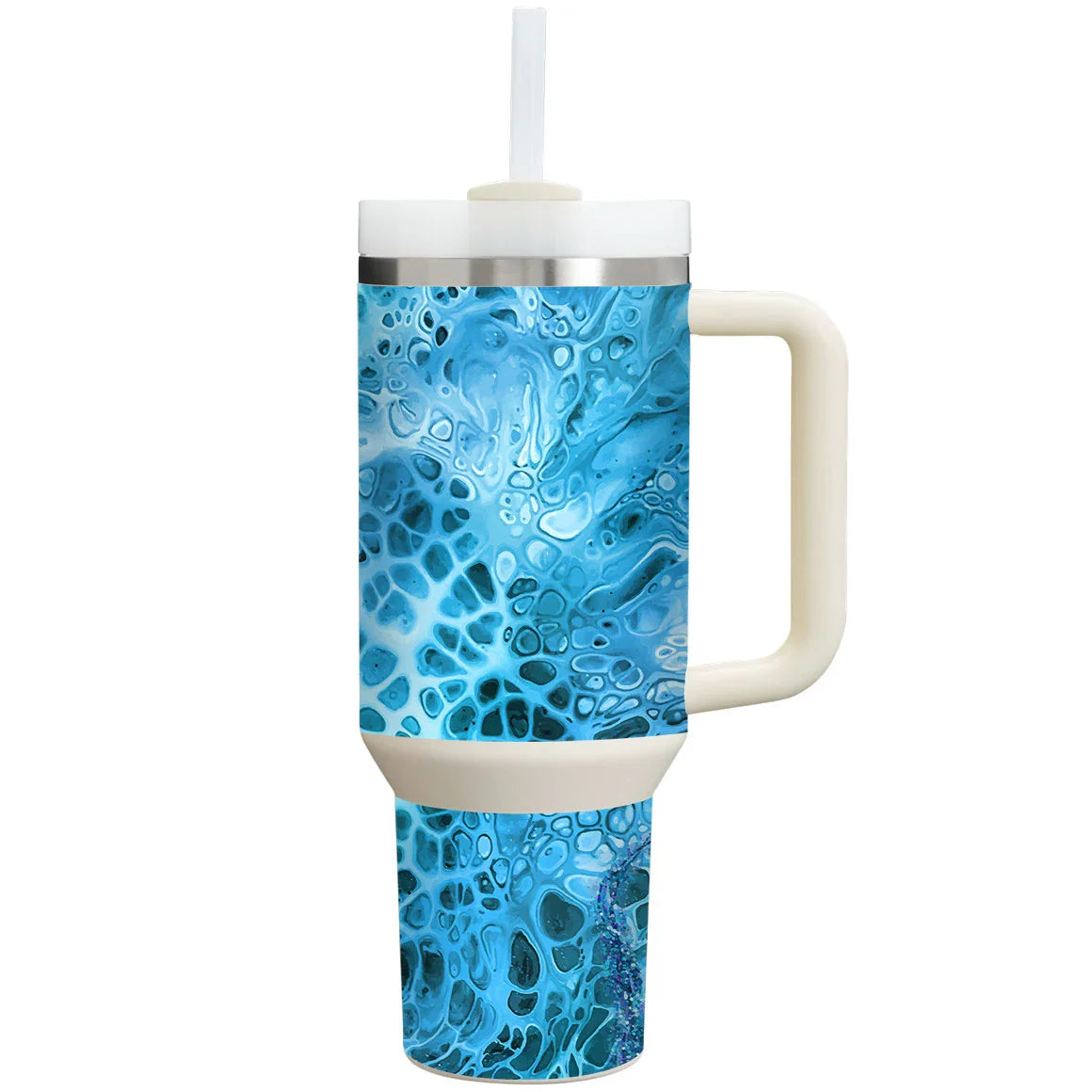 Stanley Personalized Tumbler Oil Paint Series Teal Waves Skin