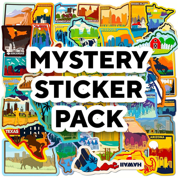 USA States Stickers - Mystery Sticker Pack - 50 pcs