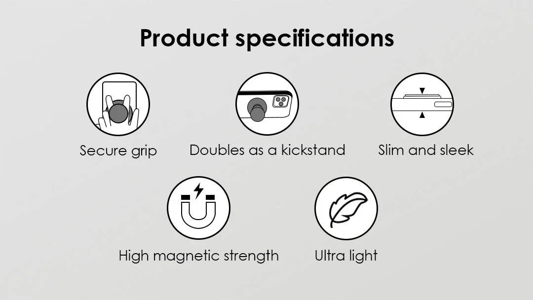 Magnetic Phone Grip with Stand - Artist Series skin coverage layout
