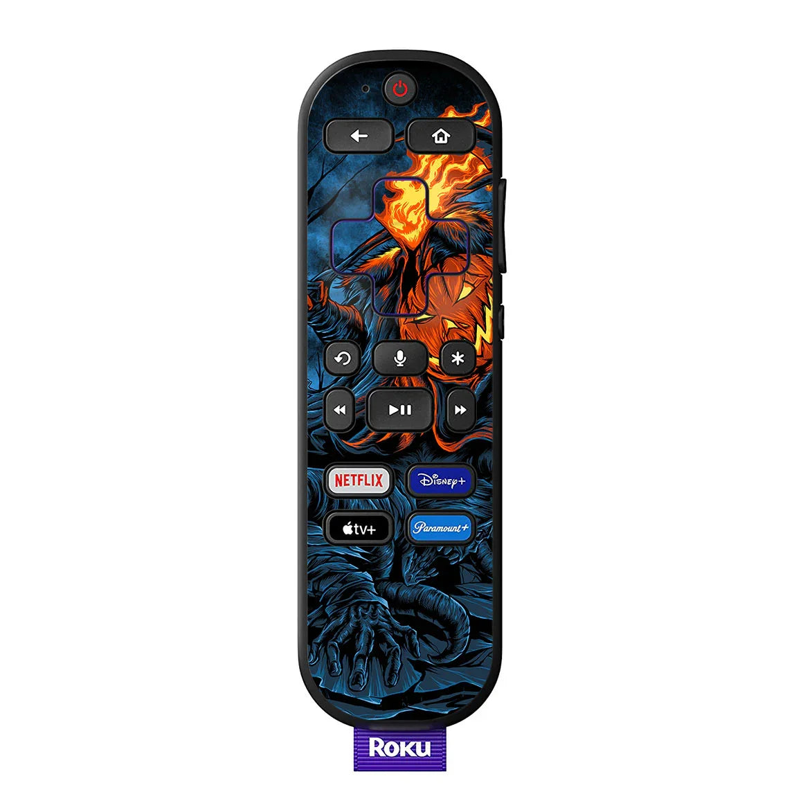 Roku Voice Remote Artist Series Flaming Pumpkin Skin