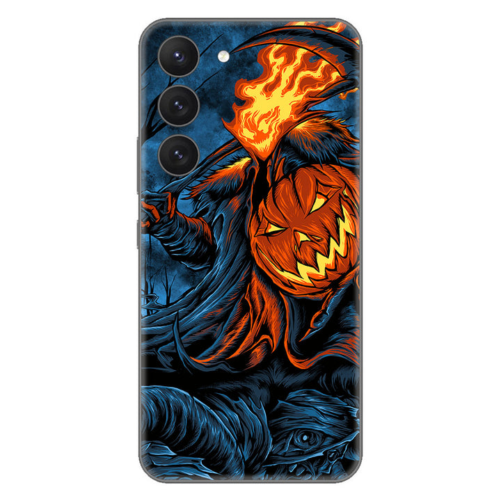 Galaxy S23 Plus Artist Series Flaming Pumpkin Skin