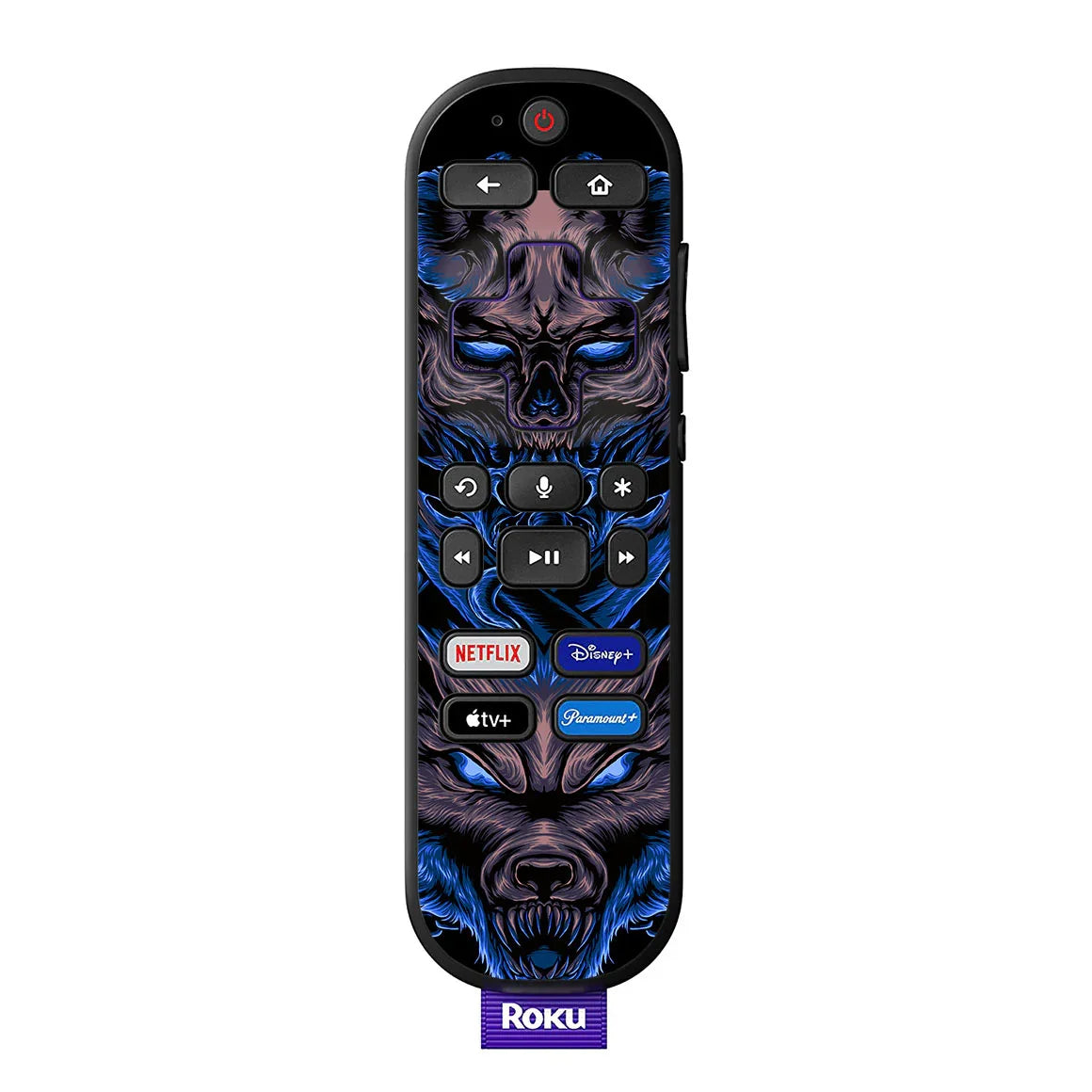 Roku Voice Remote Artist Series Skull Wolf Skin