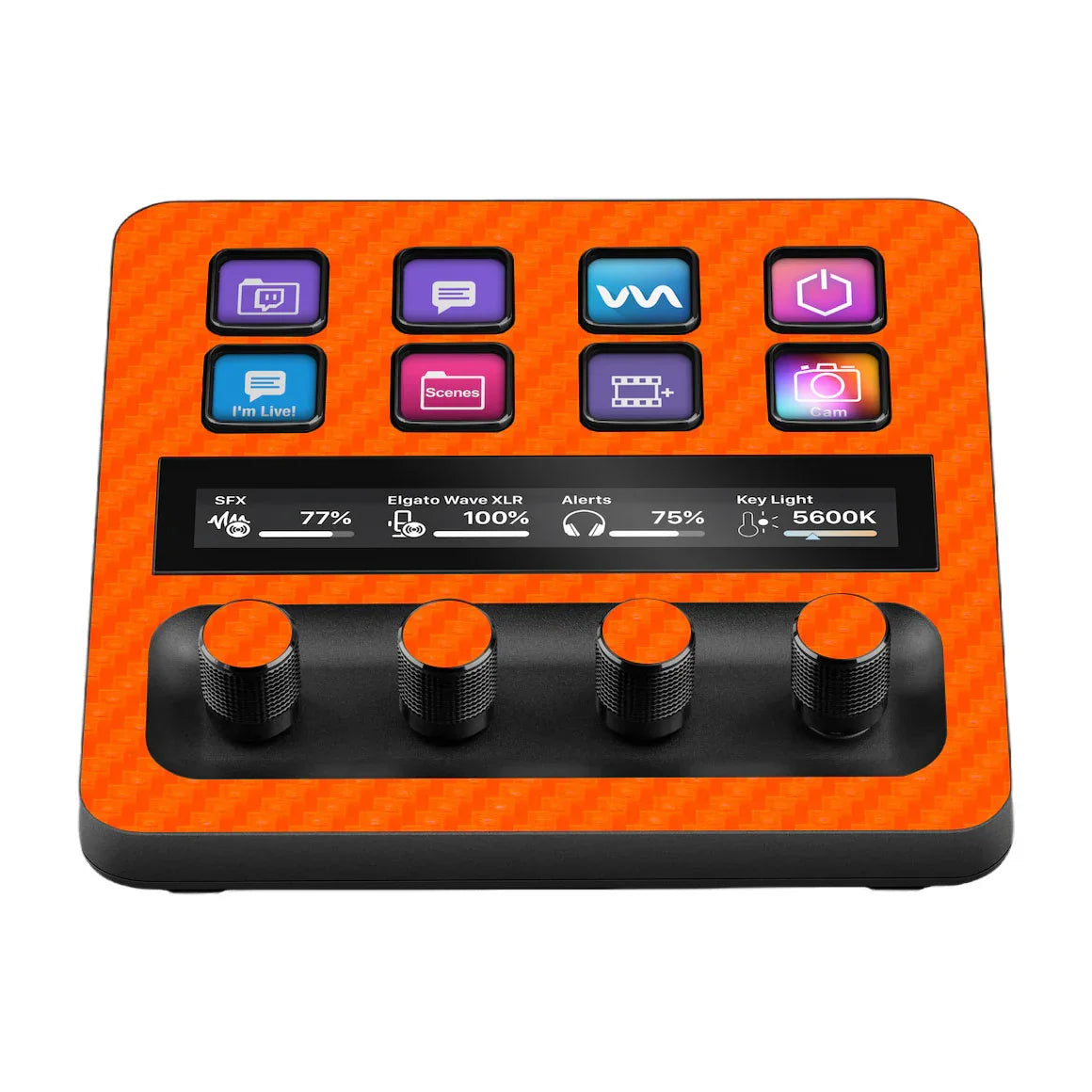 Elgato Stream Deck + Carbon Series Orange Skin