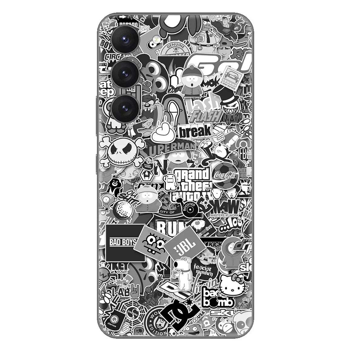 Galaxy S23 Plus Designer Series Monochrome StickerBomb Skin