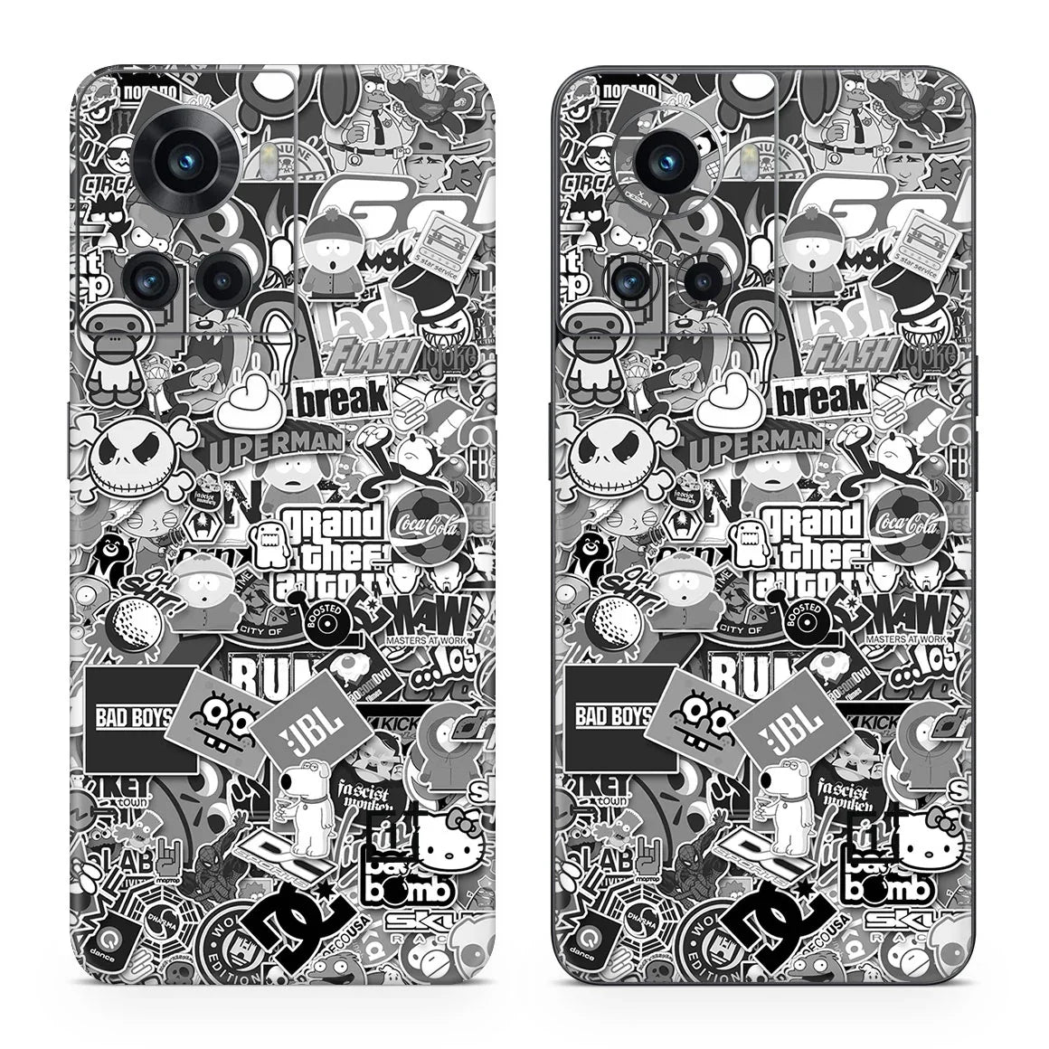 OnePlus 10R Designer Series Monochrome StickerBomb Skin