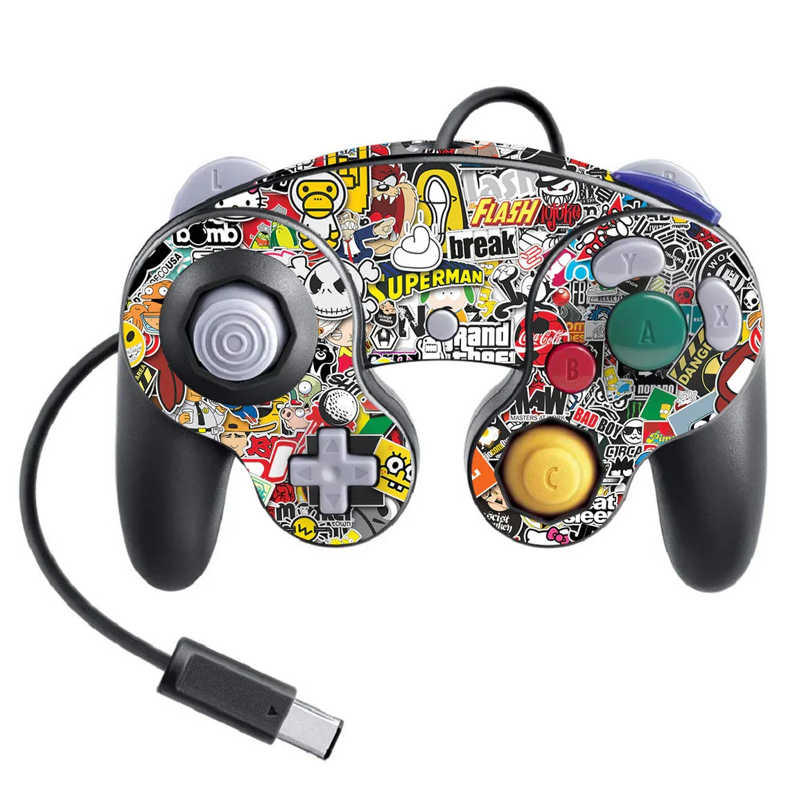 Nintendo Game Cube Controller Super Smash Bros Designer Series StickerBomb Skin