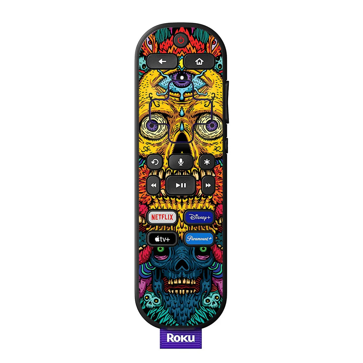 Roku Voice Remote Horror Series Color Skull Skin