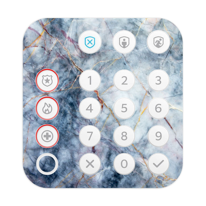 Ring Alarm Keypad (2nd Gen) Marble Series Blue Gold Skin