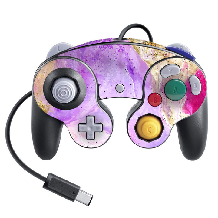 Nintendo Game Cube Controller Super Smash Bros Oil Paint Series Rainbow Swirl Skin