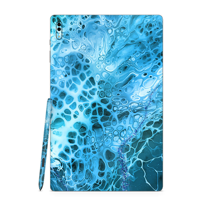 Galaxy Tab S8 Ultra Oil Paint Series Teal Waves Skin