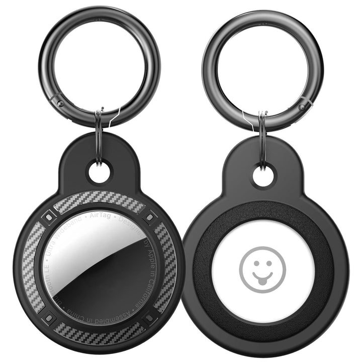 Icon Silicone Case with Keychain for Apple AirTag - Cover with Keychain  Ring - Black