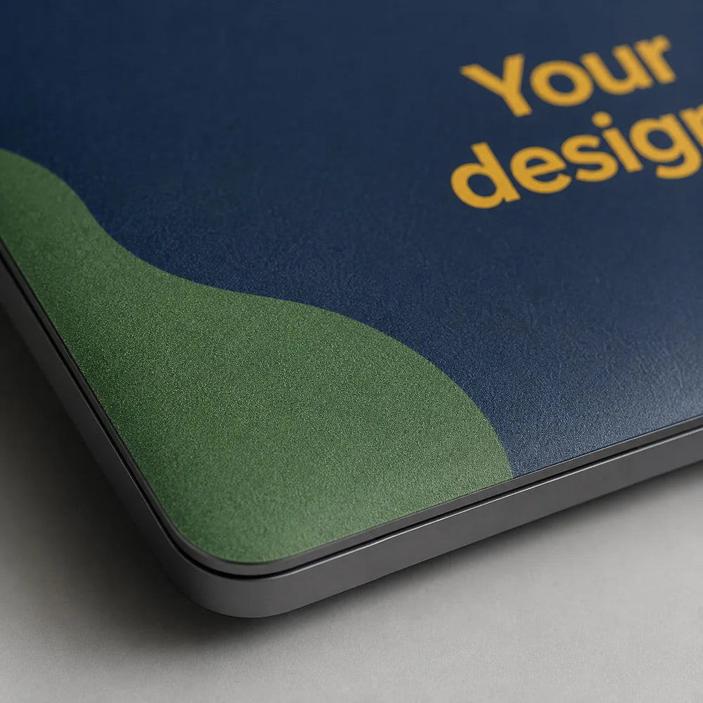 Detailed close-up of color and texture on a custom laptop skin